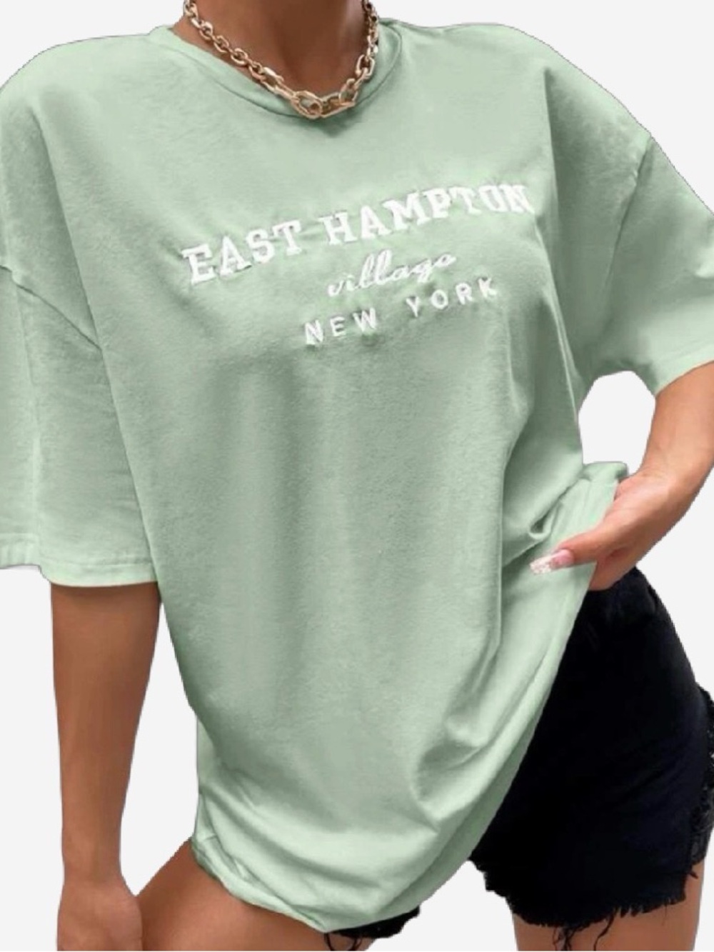 East Hampton Graphic Oversized Tee - Mint Green